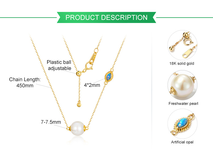New Design Freshwater Pearl Synthetic Opal Necklace 18 Karat Pure Gold Jewellery Necklace