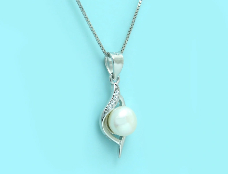High Quality 925 Sterling Silver Pendant Pearl Necklaces for Women 925 Sterling Silver Box Chain Necklace