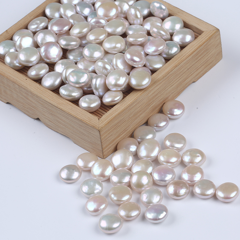 13-14mm White Coin Shape Loose Pearl Beads