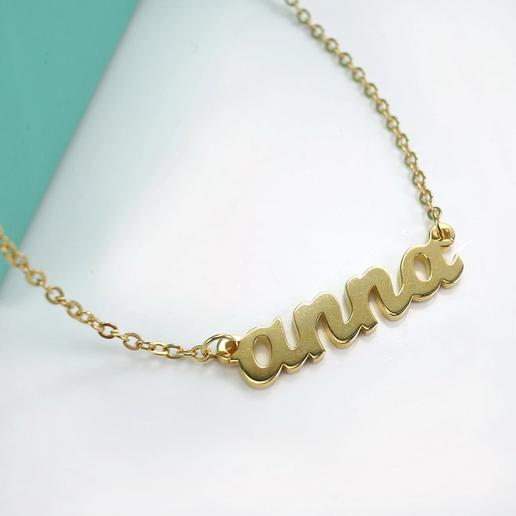 Personalised Alphabet Letters Custom 925 Sterling Silver Jewellery 18K Yellow Gold Plated Jewelry Name Initial Necklace for Lady
