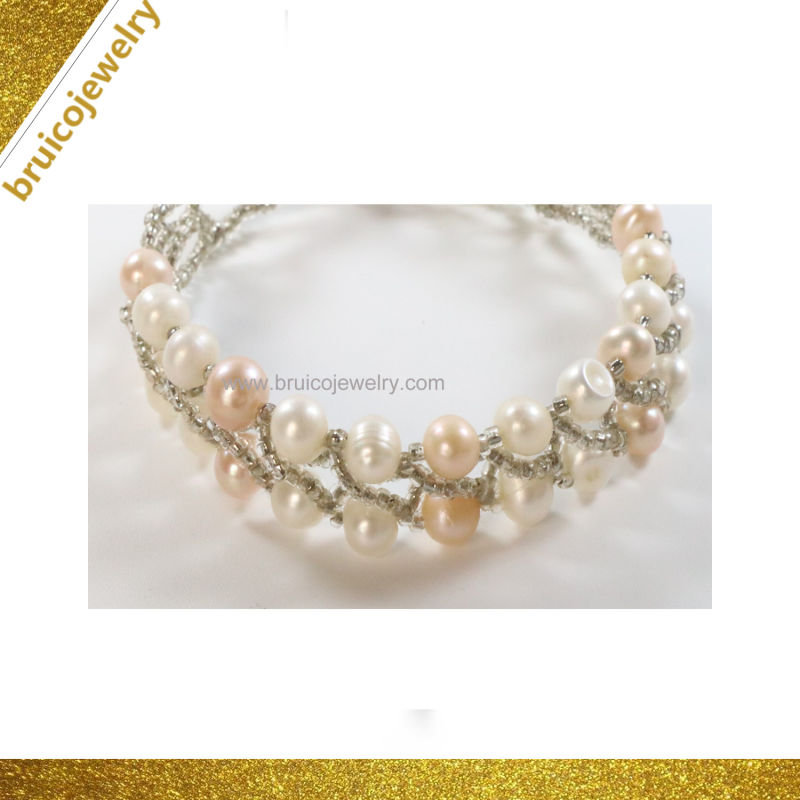 Fashion Hand-Woven Bead Bracelet Jewelry Silver Accessory Freshwater Pearl Bracelet