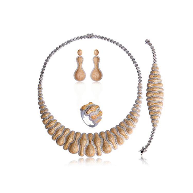 Luxury Two-Tone Jewelry Set Necklace Earring Jewellery Jewelry Set