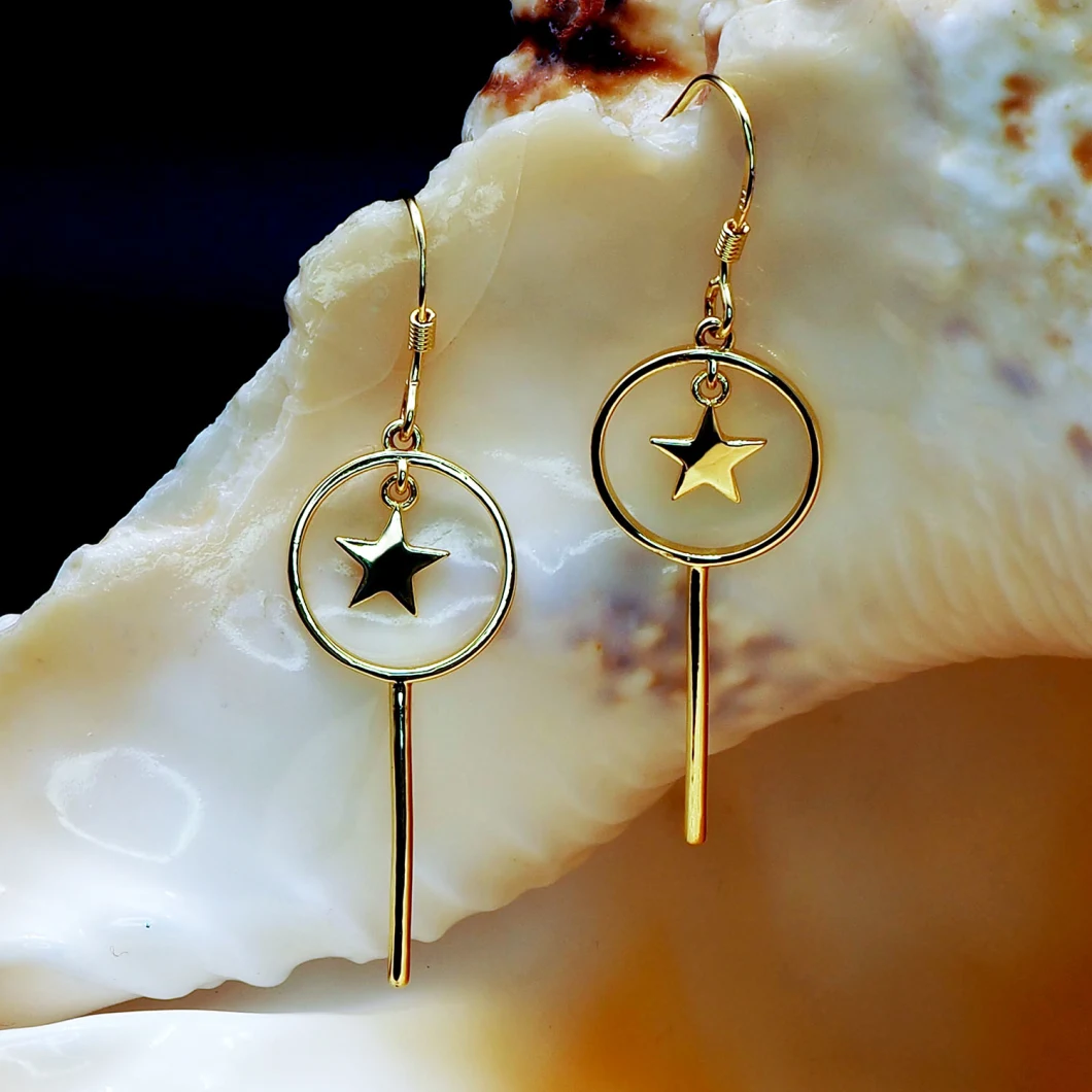 18K Yellow Gold Plated Jewelry French Hook Plain Earring/Dangle Earring