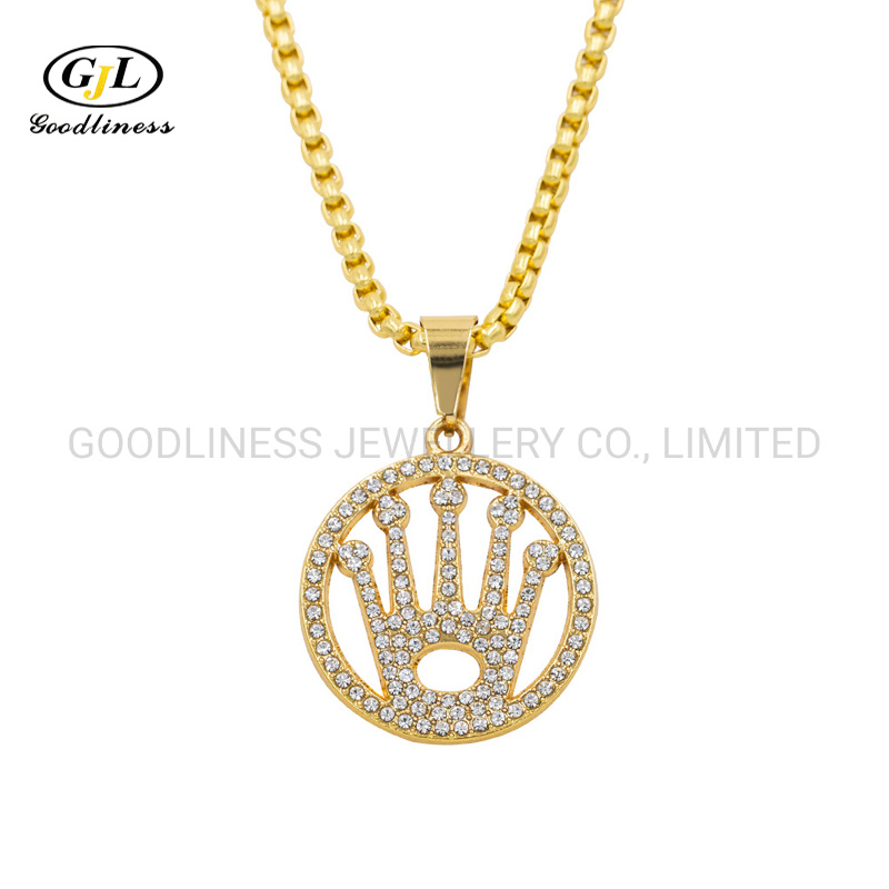 Manufacturer Popular New Hip Hop Crown Diamond Pendant Necklace