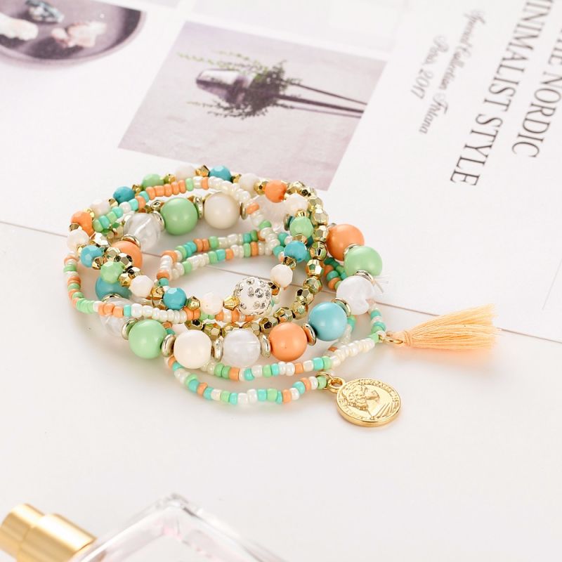Fashion Accessories Crystal Bracelet Jewelry Beaded with Tassel Pendant Bracelet for Promotion Gift