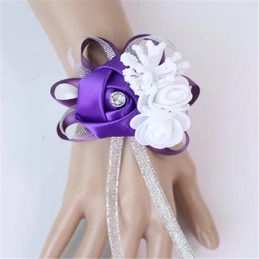 Cloth Pearl Wedding Bride Wrist Flower Bracelet