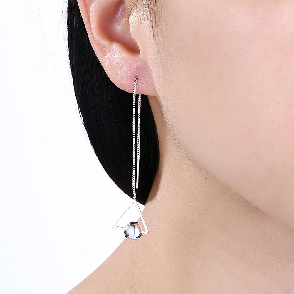 2017 New Design Fashion Silver Women Earrings Triangle Shape Drop