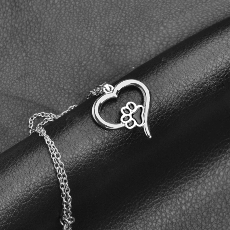 Fashion Pet Dog Claw Necklace Hollow Love Footprint Necklace for Men Women Jewelry Gifts