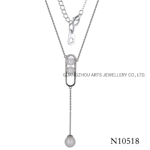 925 Sterling Silver Elegant Pearl Drop Necklace