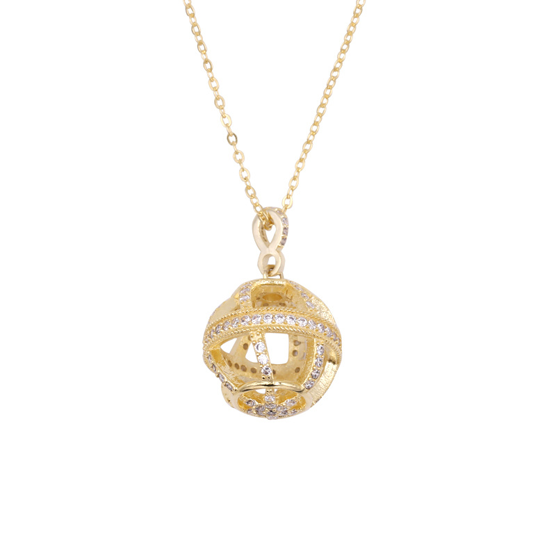 Fashion Necklace Crystal Cubic Zirconia Charm Ball 18K Gold Jewelry Women Pendant Necklace