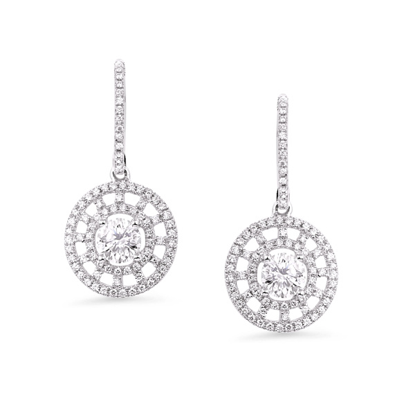 Wholesale 925 Sterling Silver Halo Dangle Earrings with AAA CZ