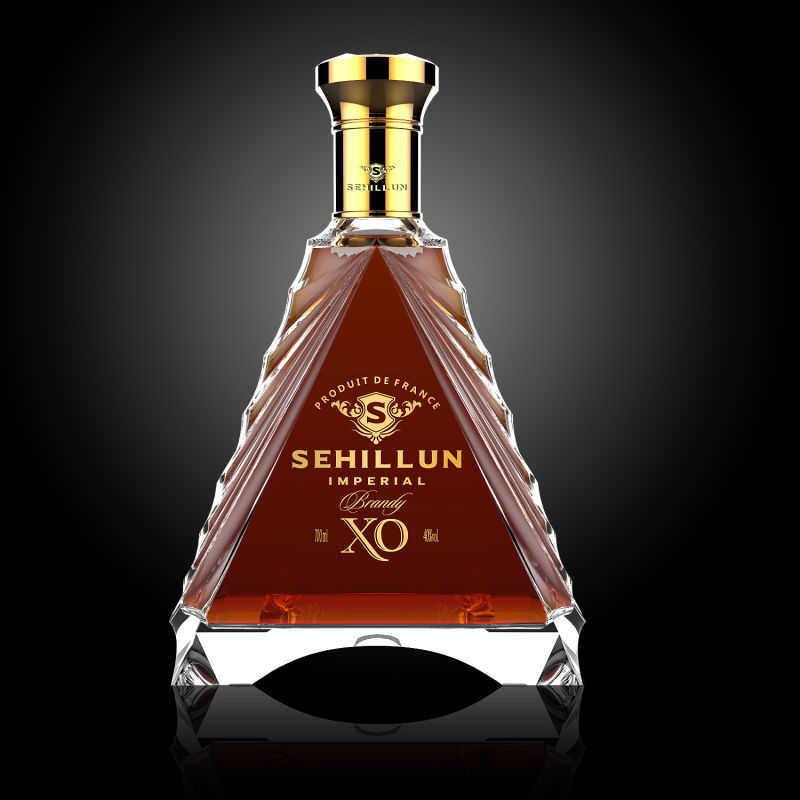 Unique Design Triangle Shape Brandy Glass Bottle 700ml