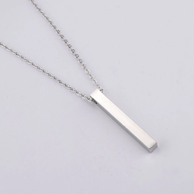 Personalised Name Custom Necklace Fashion Customized Stainless Steel Thin Vertical Bar Pendant Chain Necklace for Women