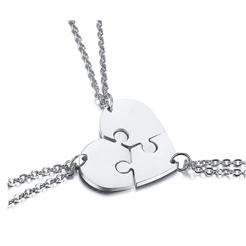2/3/4/5/6 Piece Heart Puzzle Piece Necklace Set