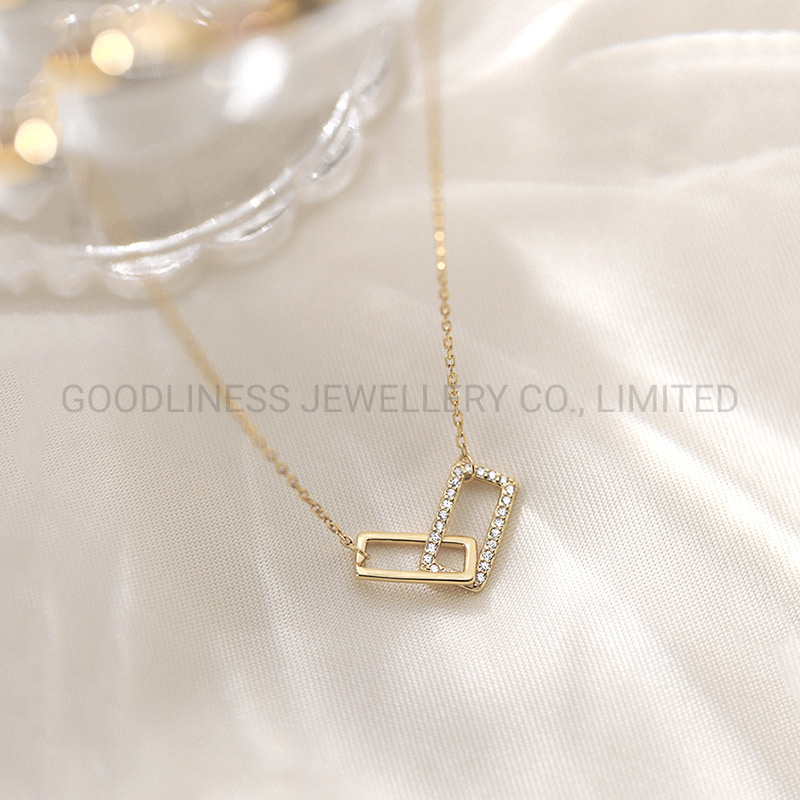 925 Sterling Silver Customized Jewelry Square Necklace for Women