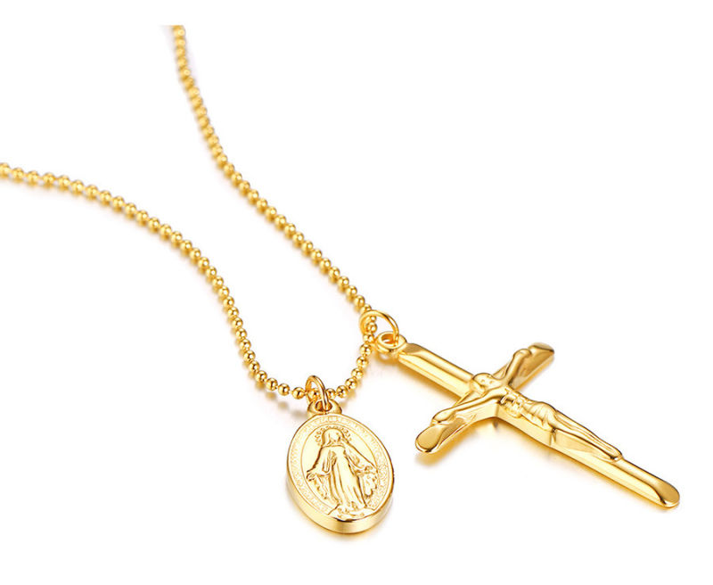 Fashionable Cross Overlapping Necklace Titanium Steel Gold New Product