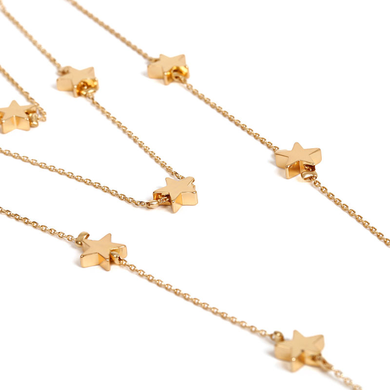 Fashion Jewelry 18K Gold Plated Brass Necklace with Star Design