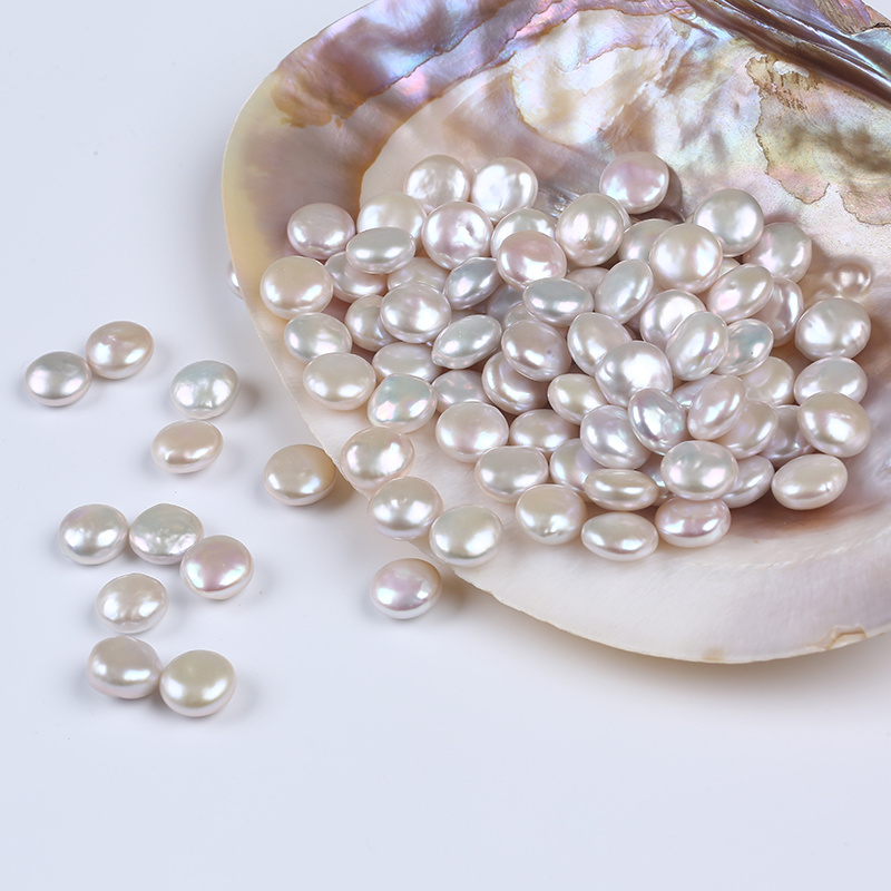 13-14mm White Coin Shape Loose Pearl Beads