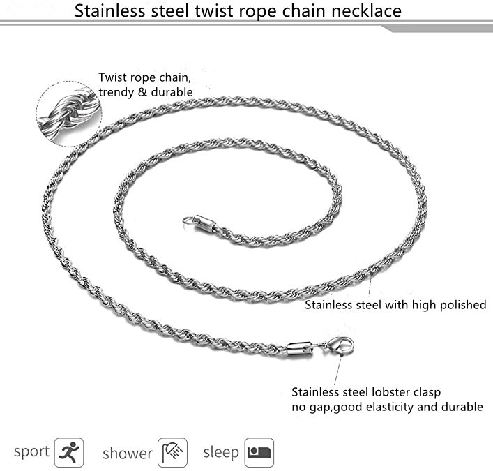 Stainless Steel Chain Twist Rope Chain Necklace