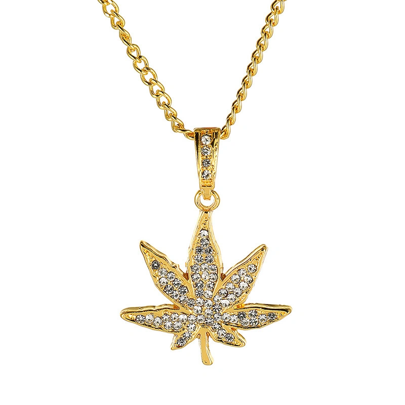 Popular Hip Hop Style Gold Necklace Maple Leaf Necklace for Women Men