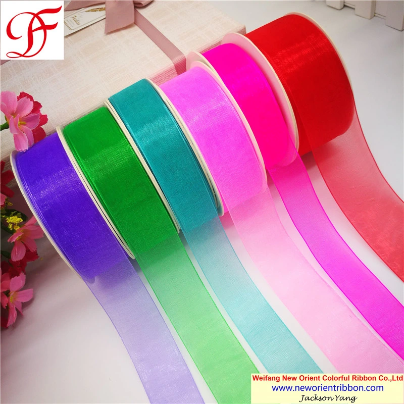 China Factory Nylon Sheer Organza Ribbon for Wedding/Accessories/Wrapping/Gift/Bows/Packing/Christmas Decoration
