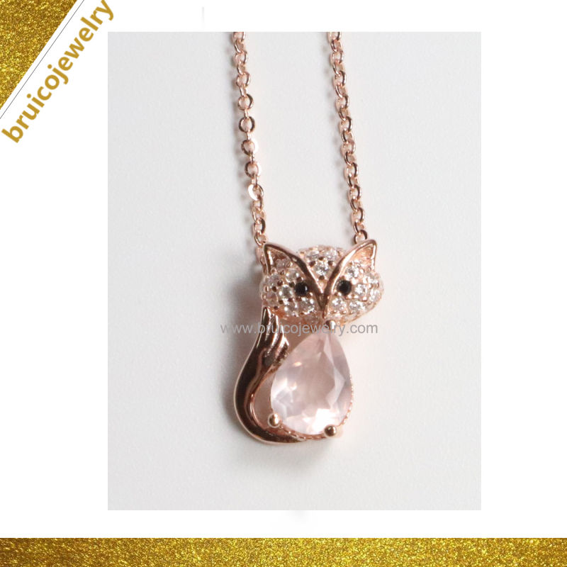 Necklace Chain Rhodium Color Necklace Gold Jewelry Fox Animal Necklace
