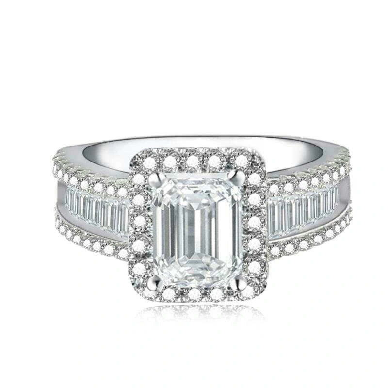 Elegant Wedding Jewelry Shinning Cubic Zircon 925 Sterling Silver Rings