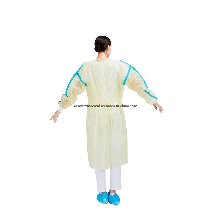 Disposable PP SMS Elastic Cuff Isolation Gown with Knit Cuff