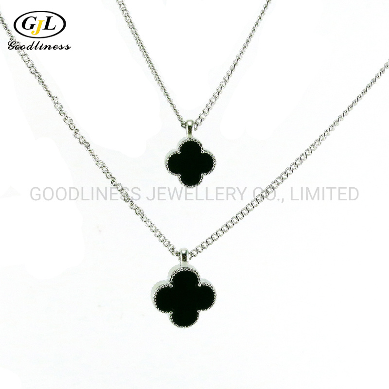 Lucky Four Leaf Clover Shaped 925 Silver Necklace