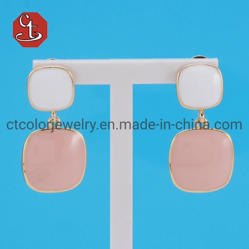 Multi-color Enamel Earrings White&Pink Enamel Earrings Hot Selling Jewelry