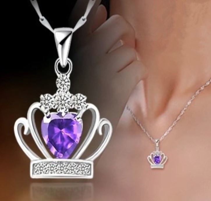 925 Sterling Silver Women Minimalist Fancy Queen Princess Crown Pendant Jewelry Design Chain Necklace