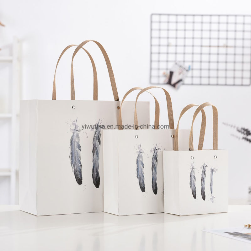 High Quality Printed Paper Shopping Bag with Twisted Handle with Silver String