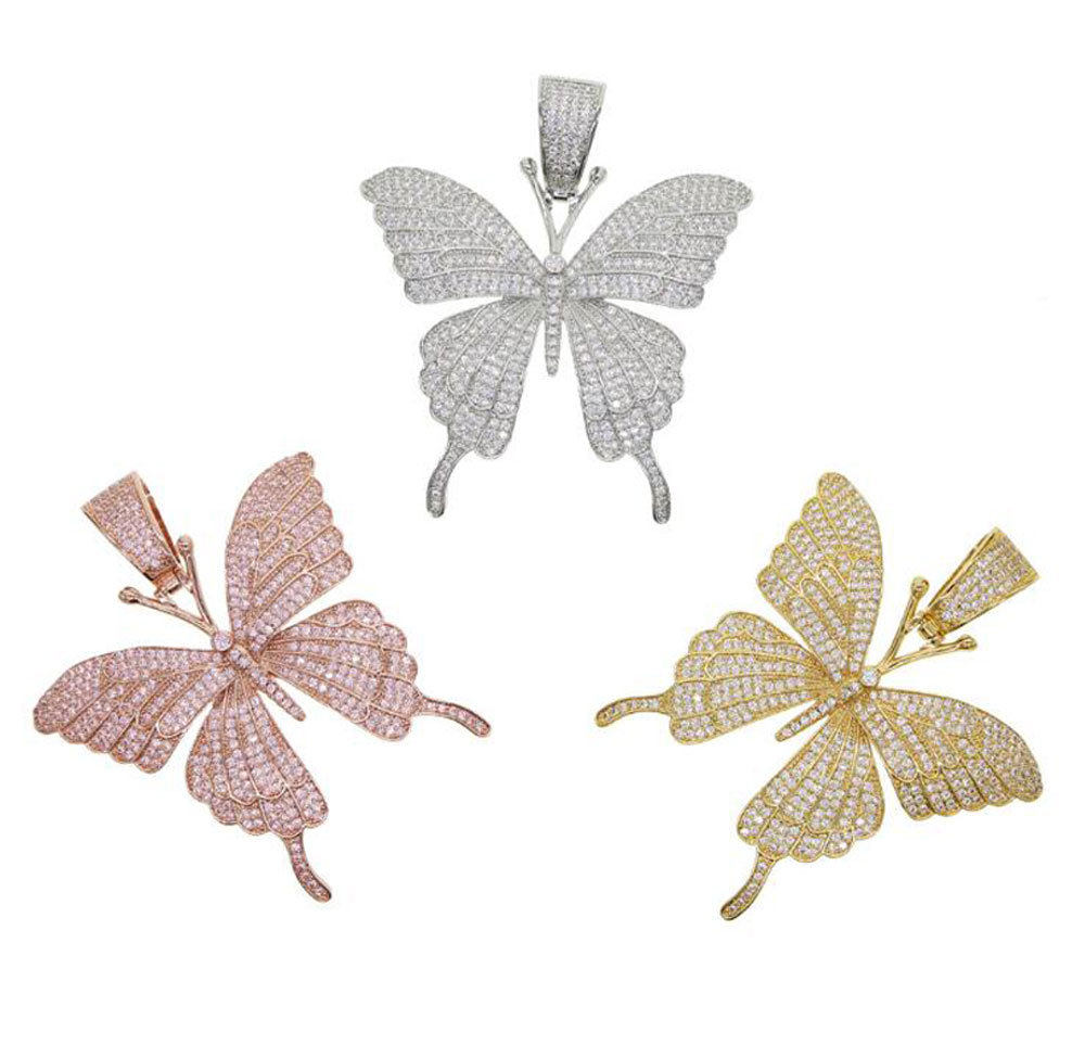 Hot Sale Hip Hop Jewelry Bling Bling Iced out Butterfly Pendant for Women