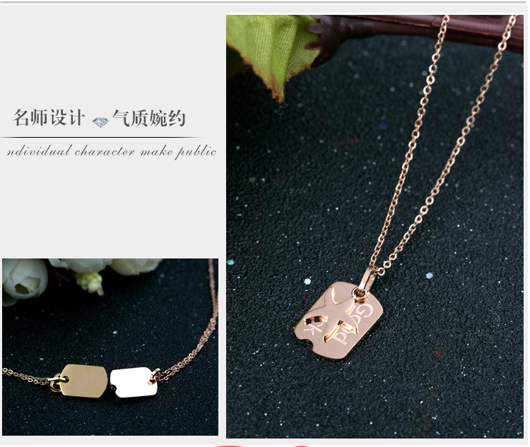 Custom Design Fashion Jewelry Personalized Letter Square Necklace Pendant