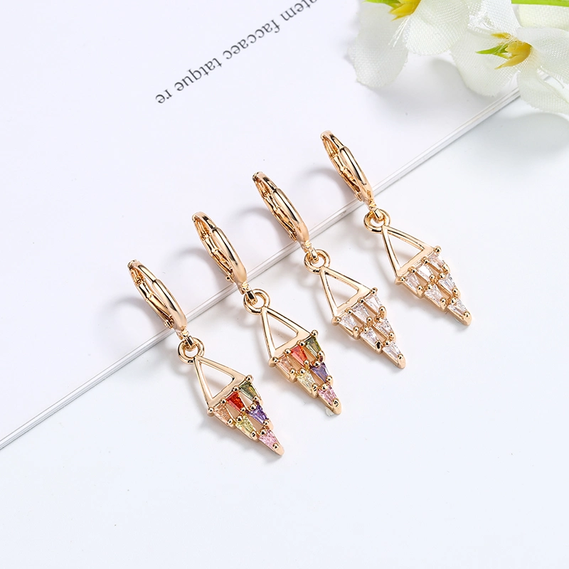 Simple Zirconia Design Gold Color Plated Women Fashion Earrings for Sale