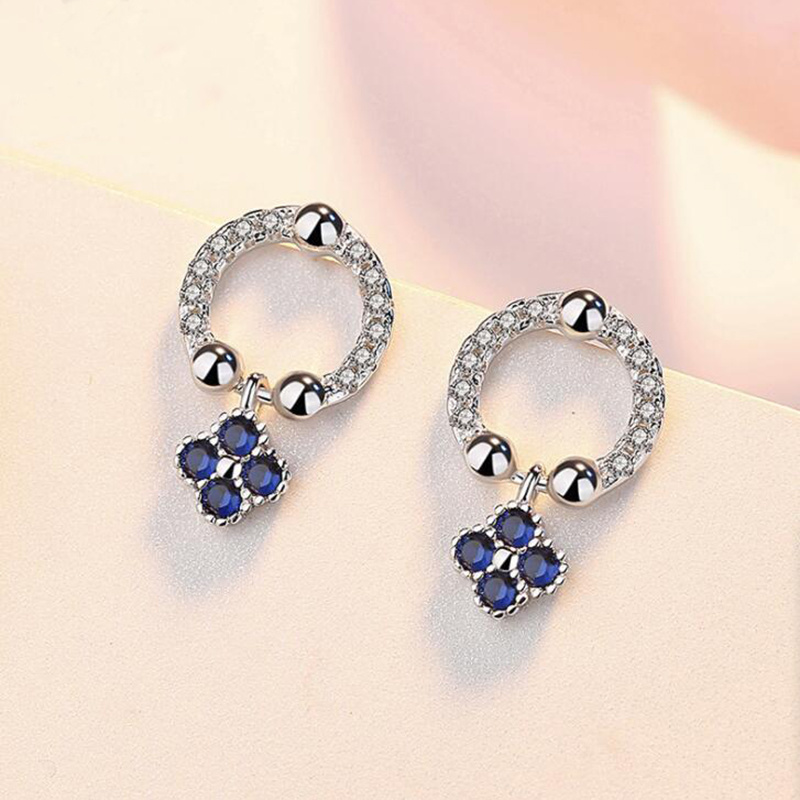 New Wholesale Women Fashion Jewelry Round Silver Drop Earrings, CZ Earring 925