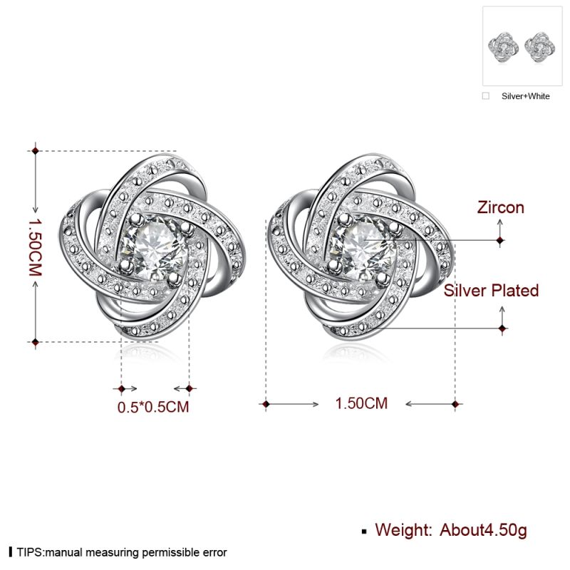 Hotsale Silver Plated Zircon Women Ear Stud Women Earrings