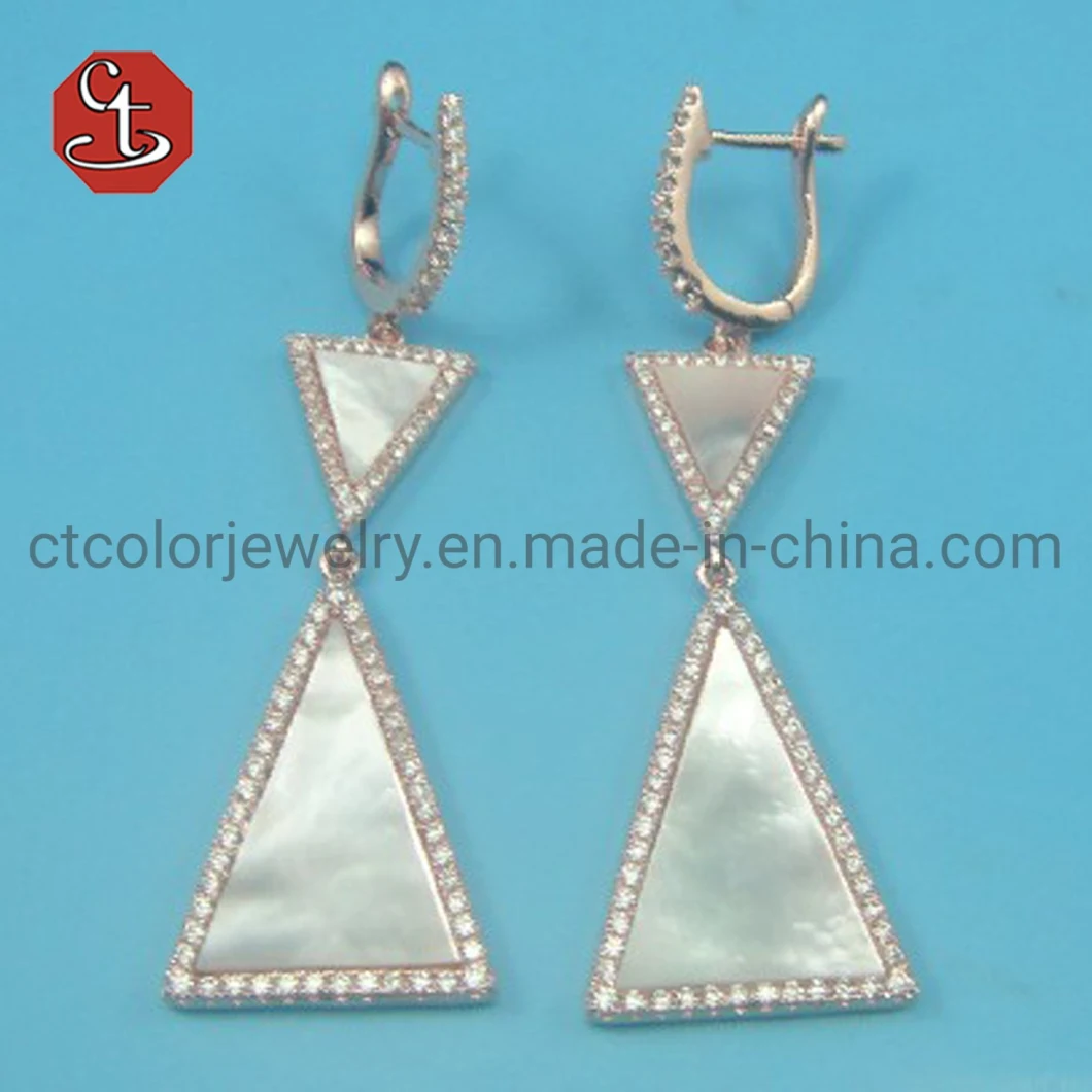 Triangle Mother of Pearl Earring Fashion Geometric Silver Earring Gold Color Eardrop