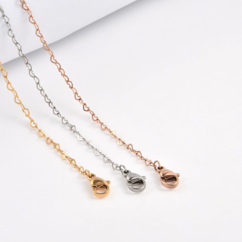 New Jewelry Heart Shape Chain Lady Bracelet Anklet Necklace Fashion Layering Jewellry 18inch 20inch Customized Gold Plated