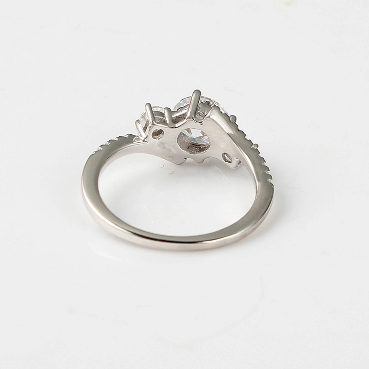 Fashion Three Main Stones 925 Sterling Silver Diamond Ring Luxury Wedding Jewelry