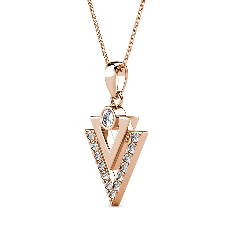 Crystal Jewelry V Shape Triangle Pendant Geometric Unisex Necklace