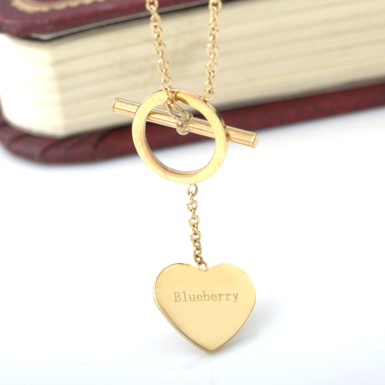 Fashion Jewelry Stainless Steel Women Charm Pendant Heart Shaped Necklace