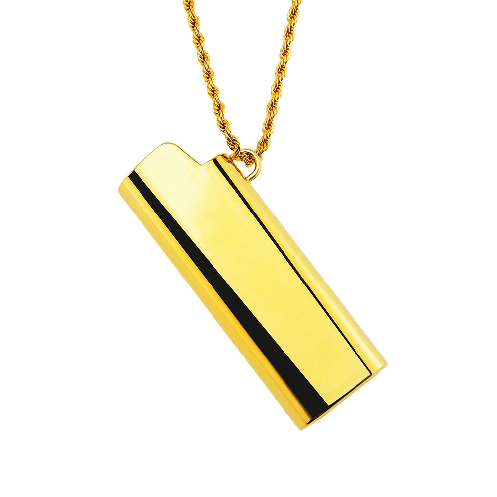 New Jewelry Fashion Charm Necklaces Stainless Steel Lighter Gold Necklace for Man