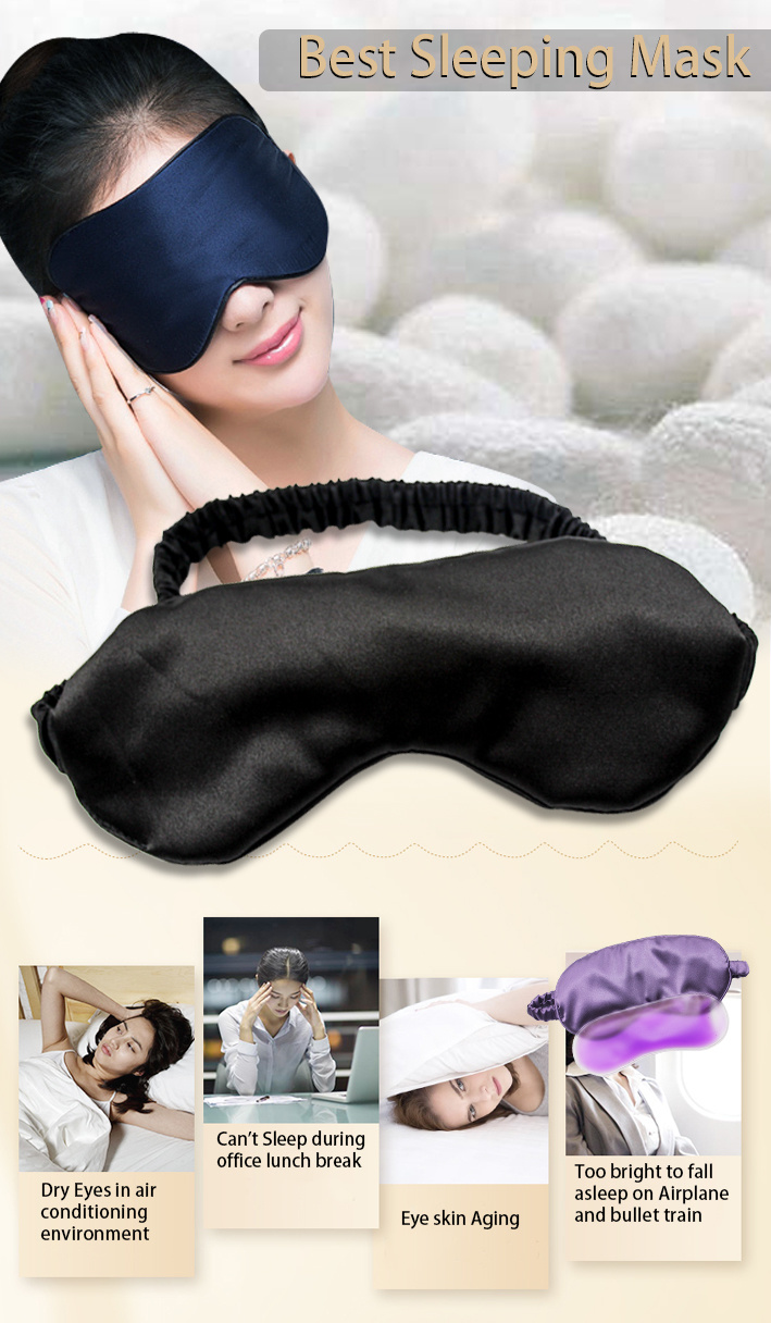 Wholesale Soft Comfortable Silk Sleep Eye Mask with One Free Ear Plugs