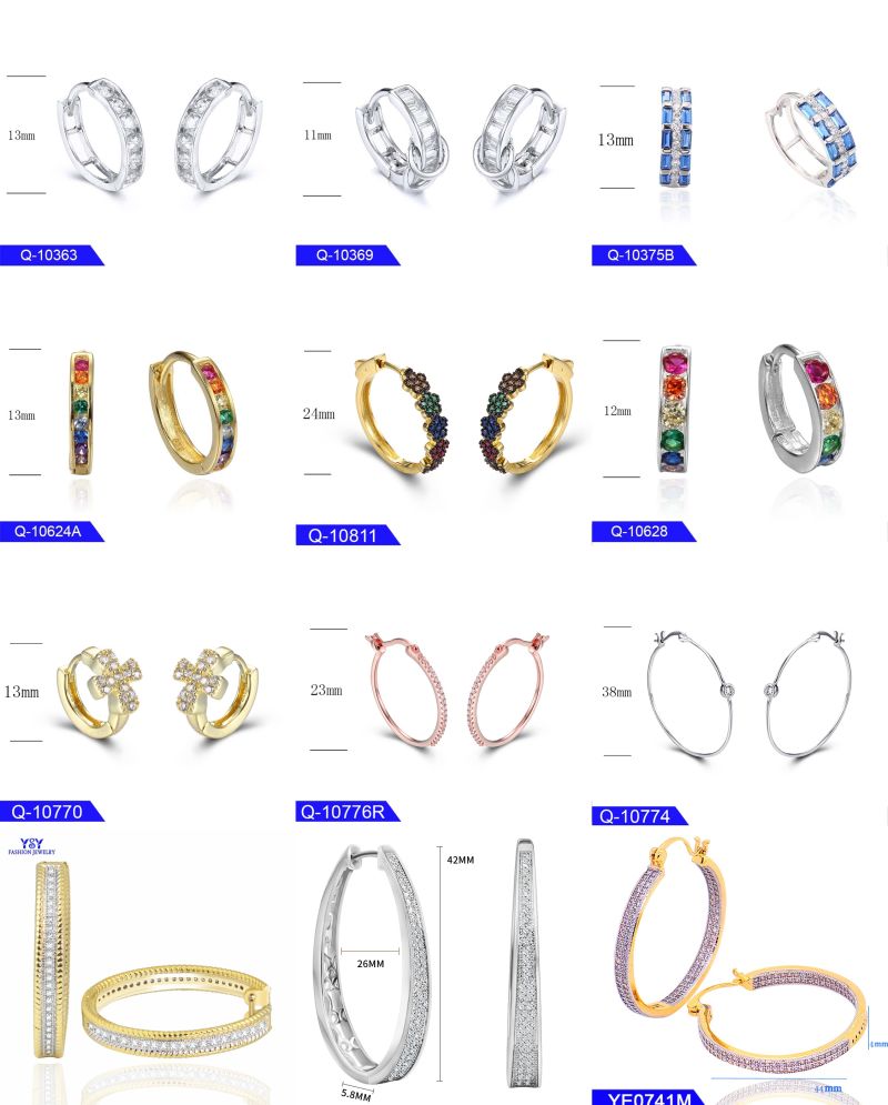Wholesale New Design Fashion Jewelry Sterling Silver Multicolor CZ Earrings for Girls