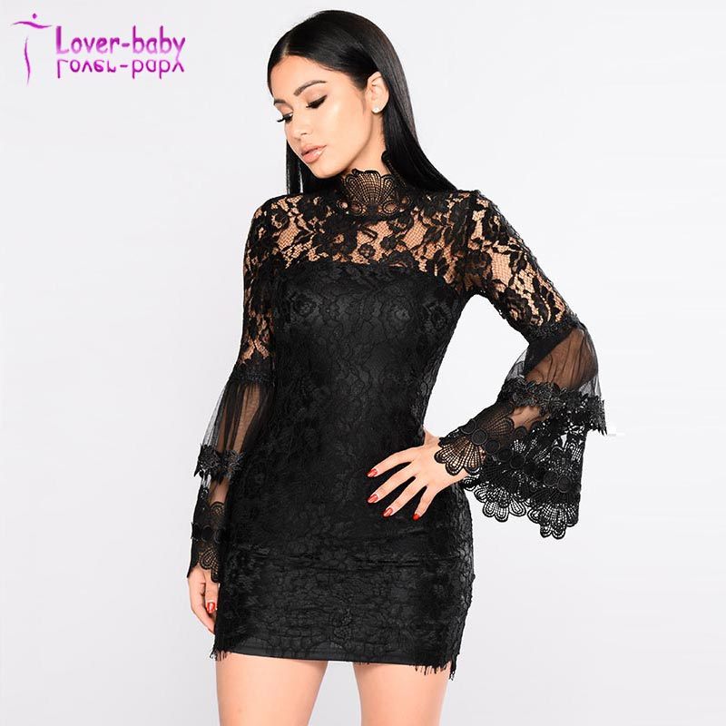 Summer Fashion High Quality Black Baroque Lace Dress