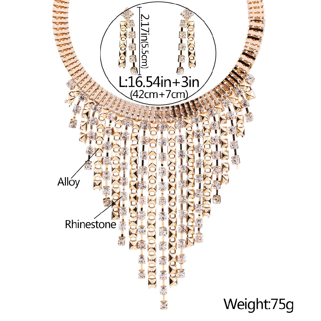 Wholesale Top Design Women Fashion Necklaces Jewelry Accessories Exaggerated Colorful Crystal Tassel Layered Necklace