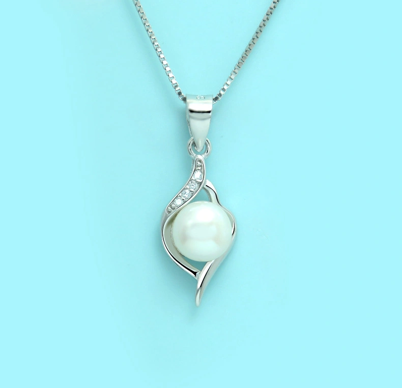 High Quality 925 Sterling Silver Pendant Pearl Necklaces for Women 925 Sterling Silver Box Chain Necklace