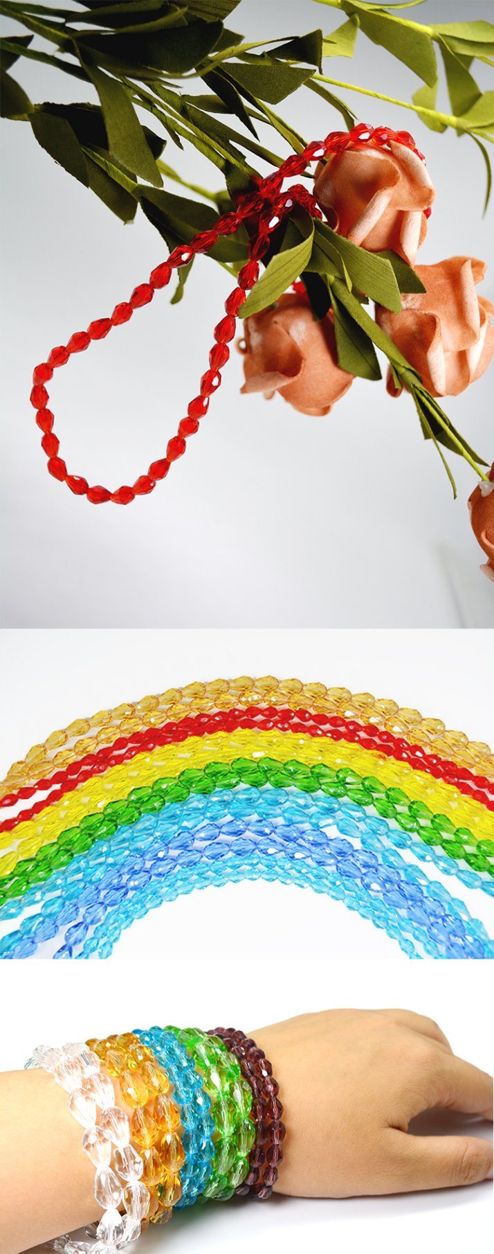New Design Color Waterdrop Shaped Crystal Glass Beads