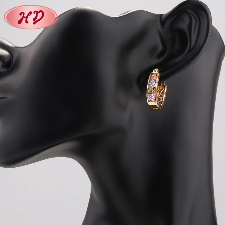 Fashion 18K Gold Plated Hoop Huggie CZ Earrings